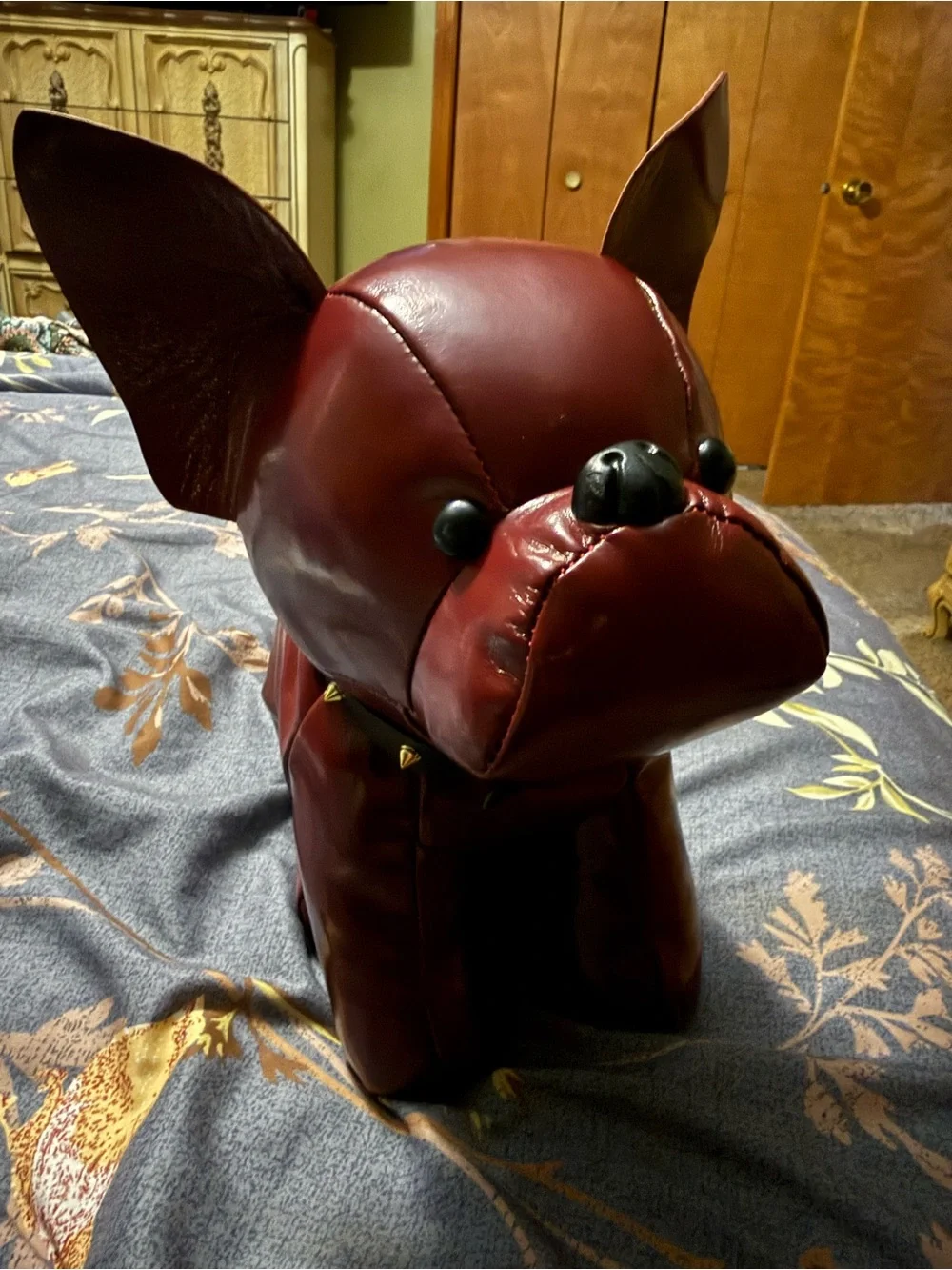 Decorative Burgundy Faux Leather Dog purse- Pets Dog